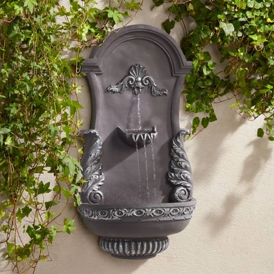 John Timberland Tivoli Grey Ornate Rustic Outdoor 2 Tier Outdoor Wall Water Fountain 33" For Yard Backyard Garden Patio Home Deck Porch House Exterior 1 John Timberland Tivoli Grey Ornate Rustic Outdoor 2 Tier Outdoor Wall Water Fountain 33" For Yard Backyard Garden Patio Home Deck Porch House Exterior