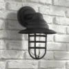 John Timberland Marlowe Rustic Industrial Farmhouse Outdoor Wall Light Fixture Black Hooded Cage 13" Clear Glass For Post Exterior Barn Deck House
