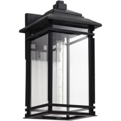 John Timberland North House Mission Outdoor Wall Light Fixture Matte Black Metal 19" Clear Glass For Post Exterior Barn Deck House Porch Yard Patio -John Timberland GUEST 09bbb569 4809 4d3f a7e8 a20e2279a402