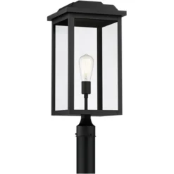 John Timberland Eastcrest Modern Outdoor Post Light Textured Black 22 1/2" Clear Glass Panels For Exterior Barn Deck House Porch Yard Patio Outside -John Timberland GUEST 0af94481 aeec 49c4 ad47 b8bdd006b15e