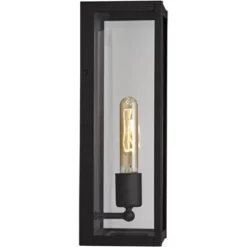John Timberland Modern Industrial Outdoor Wall Light Fixture Sand Black 14 1/4" Clear Glass For Exterior House Porch Patio Outside -John Timberland GUEST 0c516538 9000 442d b446 2e02dd7c3ebf