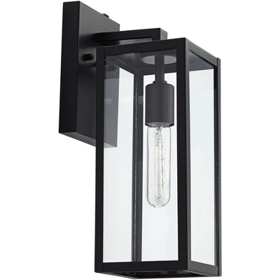 John Timberland Titan Modern Outdoor Wall Light Fixtures Set Of 2 Mystic Black Dusk To Dawn 14" Clear Glass For Post Exterior Barn Deck 4 John Timberland Titan Modern Outdoor Wall Light Fixtures Set Of 2 Mystic Black Dusk To Dawn 14" Clear Glass For Post Exterior Barn Deck - Image 4