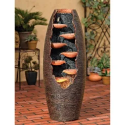 John Timberland Seven Cascade Rustic Outdoor Floor Water Fountain With LED Light 35" For Yard Garden Patio Home Deck Porch House Exterior Balcony 10 John Timberland Seven Cascade Rustic Outdoor Floor Water Fountain With LED Light 35" For Yard Garden Patio Home Deck Porch House Exterior Balcony -John Timberland GUEST 0d6502b3 ed1b 4aef a5b8 9e6a84c957d6