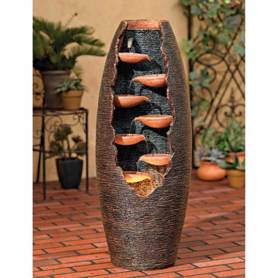 John Timberland Seven Cascade Rustic Outdoor Floor Water Fountain With LED Light 35" For Yard Garden Patio Home Deck Porch House Exterior Balcony 5 John Timberland Seven Cascade Rustic Outdoor Floor Water Fountain With LED Light 35" For Yard Garden Patio Home Deck Porch House Exterior Balcony - Image 5