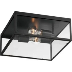 John Timberland Modern Outdoor Ceiling Light Fixture Matte Black 12" Clear Glass Panels Square Exterior House Porch Patio Outside -John Timberland GUEST 0dfc3ef8 1390 4214 a8e7 4d216d5af2fa