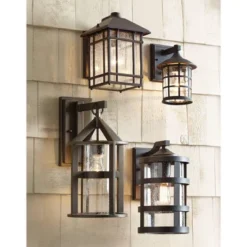 John Timberland Argentine Rustic Farmhouse Outdoor Wall Light Fixture Bronze 17" Clear Seedy Cylinder Glass For Post Exterior Barn Deck House Porch -John Timberland GUEST 0f1028da 6b7e 4929 b672 30734b68871b