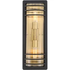 John Timberland Habitat Modern Outdoor Wall Light Fixture Black Brass Metal 21" Clear Glass For Post Exterior Barn Deck House Porch Yard Posts Patio -John Timberland GUEST 0f7504a1 0e00 4dd4 a7a8 621e9778da77