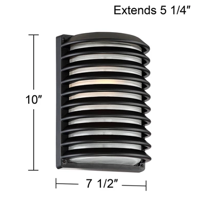 John Timberland Modern Outdoor Wall Light Fixtures Set Of 2 Black Grid 10" Frosted Glass For Post Exterior Barn Deck House Porch Yard Posts Patio Home 6 John Timberland Modern Outdoor Wall Light Fixtures Set Of 2 Black Grid 10" Frosted Glass For Post Exterior Barn Deck House Porch Yard Posts Patio Home - Image 6