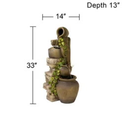 John Timberland Cascading Rustic Three Jugs Outdoor Floor Water Fountain 33" For Yard Garden Patio Home Deck Porch House Exterior Balcony Roof -John Timberland GUEST 16956aef 2fb9 46da bf4a b79db40e49cb