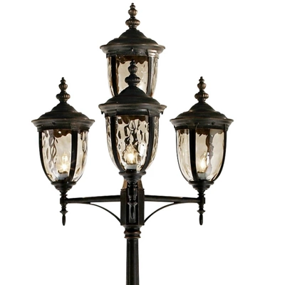 John Timberland Outdoor Post Light Veranda Bronze 102" 4-Light Street Lantern Champagne Hammered Glass For Exterior Garden Yard 2 John Timberland Outdoor Post Light Veranda Bronze 102" 4-Light Street Lantern Champagne Hammered Glass For Exterior Garden Yard - Image 2