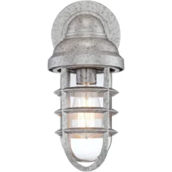 John Timberland Marlowe Industrial Outdoor Wall Light Fixture Galvanized Cage 13 1/4" Clear Glass For Post Exterior Barn Deck House Porch Yard Patio -John Timberland GUEST 175a671d 7e4f 40e5 aed0 38d0e84ecc11
