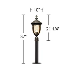 John Timberland Outdoor Post Light Fixture LED Veranda Bronze 37" Clear Hammered Glass For Exterior House Porch Patio Garden Yard -John Timberland GUEST 1c704a8a 0848 4f8c 83ba df99e3226acc
