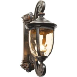 John Timberland Bellagio Vintage Rustic Outdoor Wall Light Fixture Veranda Bronze Dual Scroll Arm 24" Champagne Hammered Glass For Post Exterior Barn -John Timberland GUEST 1cd78a7d ed1c 45f6 9f6d cea8fa0d62ba