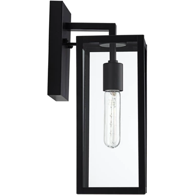 John Timberland Titan Modern Outdoor Wall Light Fixtures Set Of 2 Mystic Black Dusk To Dawn 14" Clear Glass For Post Exterior Barn Deck 5 John Timberland Titan Modern Outdoor Wall Light Fixtures Set Of 2 Mystic Black Dusk To Dawn 14" Clear Glass For Post Exterior Barn Deck - Image 5