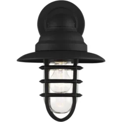 John Timberland Marlowe Rustic Industrial Farmhouse Outdoor Wall Light Fixture Black Hooded Cage 13" Clear Glass For Post Exterior Barn Deck House -John Timberland GUEST 1f1c35e7 8ab6 4e57 90a6 670ee3c20914