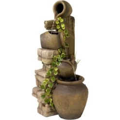 John Timberland Cascading Rustic Three Jugs Outdoor Floor Water Fountain 33" For Yard Garden Patio Home Deck Porch House Exterior Balcony Roof -John Timberland GUEST 209a1121 9e7c 464e 8af2 e1dee5b0b6b3