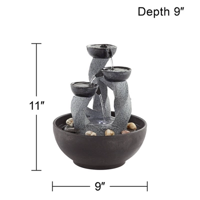 John Timberland Three Twist Column Modern Zen Cascading Bowls Indoor Tabletop Water Fountain With LED Light 11" For Table Office Desk Home Bedroom 6 John Timberland Three Twist Column Modern Zen Cascading Bowls Indoor Tabletop Water Fountain With LED Light 11" For Table Office Desk Home Bedroom - Image 6
