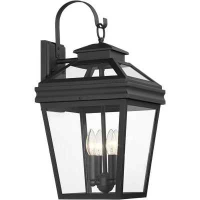 John Timberland Stratton Street Mission Outdoor Wall Light Fixture Textured Black Lantern 22" Clear Glass For Post Exterior Barn Deck House Porch Yard 4 John Timberland Stratton Street Mission Outdoor Wall Light Fixture Textured Black Lantern 22" Clear Glass For Post Exterior Barn Deck House Porch Yard - Image 4