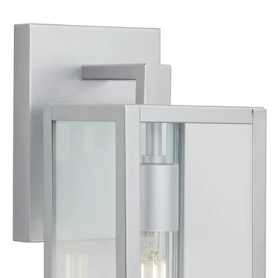 John Timberland Titan Modern Outdoor Wall Light Fixture Silver Metal Rectangular Frame 14" Clear Glass For Post Exterior Barn Deck House 3 John Timberland Titan Modern Outdoor Wall Light Fixture Silver Metal Rectangular Frame 14" Clear Glass For Post Exterior Barn Deck House - Image 3