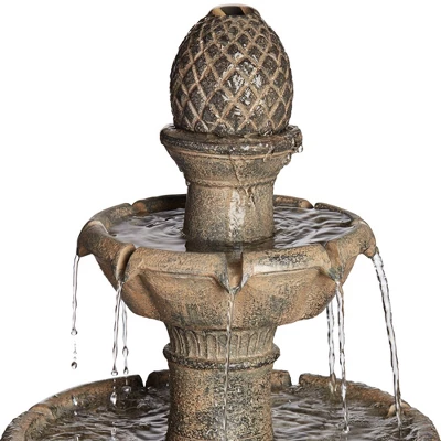 John Timberland Louvre Rustic 3 Tier Cascading Outdoor Floor Water Fountain With LED Light 44" For Yard Garden Patio Home Deck Porch Exterior Balcony 2 John Timberland Louvre Rustic 3 Tier Cascading Outdoor Floor Water Fountain With LED Light 44" For Yard Garden Patio Home Deck Porch Exterior Balcony - Image 2
