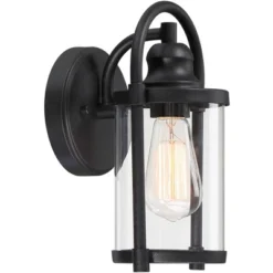 John Timberland Rustic Farmhouse Outdoor Wall Light Fixtures Set Of 2 Black 10 1/4" Clear Glass For Exterior Barn Deck House Porch Yard Patio Outside -John Timberland GUEST 26dbd787 db5f 44e6 8b25 ab06e254a406