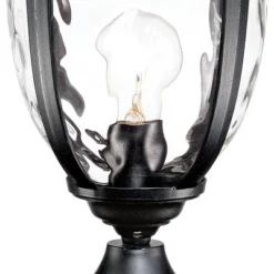 John Timberland Bellagio Rustic Post Light Textured Black With Pier Mount 22 3/4" Hammered Glass For Exterior Light Barn Deck House Porch Yard Patio -John Timberland GUEST 27080d95 3ac6 4a81 b173 7359a54a0cc3