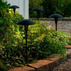 John Timberland Grant 18" High Black LED Mushroom Path Lights Set Of 2 -John Timberland GUEST 27d5fc70 25c2 4f21 880d 3feaf9fbf9cf