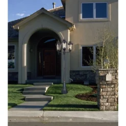 John Timberland Mediterranean Outdoor Post Light Street Lantern 3 Light Veranda Bronze 100" Clear Hammered Glass For Exterior Yard -John Timberland GUEST 284e5e43 200a 4c18 a18c 8331e74805d7