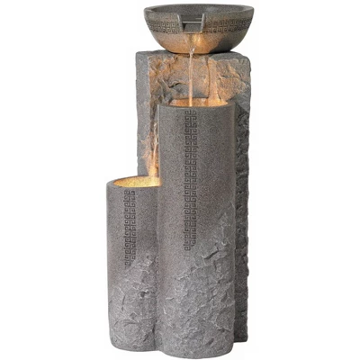 John Timberland Bowl And Pillar Modern Zen Cascading Outdoor Floor Water Fountain With LED Light 34 1/2" For Yard Garden Patio Home Deck Porch House 3 John Timberland Bowl And Pillar Modern Zen Cascading Outdoor Floor Water Fountain With LED Light 34 1/2" For Yard Garden Patio Home Deck Porch House - Image 3