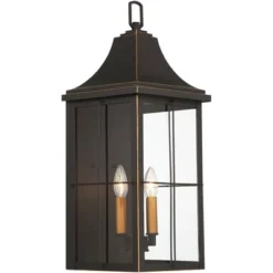 John Timberland Sunderland Rustic Mission Outdoor Wall Light Fixture Black Gold 24 3/4" Clear Glass For Post Exterior Barn Deck House Porch Yard Patio -John Timberland GUEST 2c1efd82 4c22 4345 8b3f 19efb605f05e