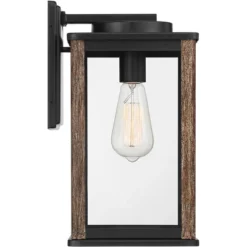 John Timberland Wordsworth Field Rustic Farmhouse Outdoor Wall Light Fixture Dark Bronze Wood Grain 14 1/4" Clear Glass Panels For Post Exterior Deck -John Timberland GUEST 2d0da7a3 4dc9 4fc0 83f8 de8afc7560cc