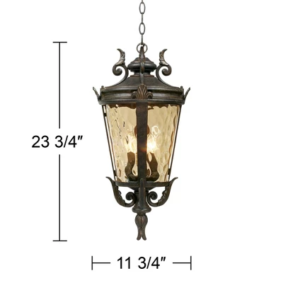 John Timberland Casa Marseille Rustic Vintage Flush Mount Outdoor Hanging Light Bronze Scroll 23 3/4" Champagne Hammered Glass For Post Exterior Barn 6 John Timberland Casa Marseille Rustic Vintage Flush Mount Outdoor Hanging Light Bronze Scroll 23 3/4" Champagne Hammered Glass For Post Exterior Barn - Image 6