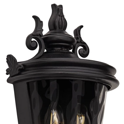 John Timberland Casa Marseille Vintage Rustic Outdoor Wall Light Fixture Textured Black Scroll 17" Clear Hammered Glass For Post Exterior Barn Deck 2 John Timberland Casa Marseille Vintage Rustic Outdoor Wall Light Fixture Textured Black Scroll 17" Clear Hammered Glass For Post Exterior Barn Deck - Image 2