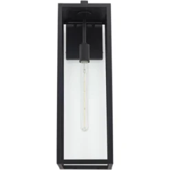 John Timberland Modern Industrial Outdoor Wall Light Fixture Mystic Black 27" Clear Glass Panels For Exterior Barn Deck House Porch Yard Patio Garage -John Timberland GUEST 3158d58b 20cc 407b b08b decadabb5c44