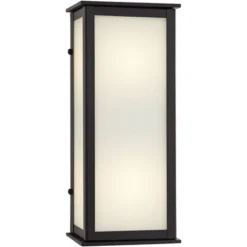 John Timberland Modern Outdoor Wall Light Fixtures Set Of 2 Black 12 3/4" Milky White Glass Panels For Post Exterior Barn Deck -John Timberland GUEST 332eb222 62d4 4b34 8263 c0bbb6888e2a