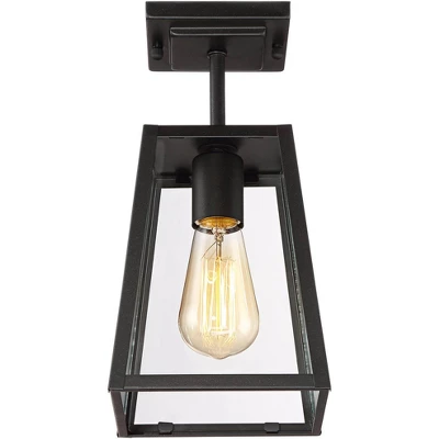 John Timberland Arrington Modern Semi Flush Mount Outdoor Ceiling Light Mystic Black 11 3/4" Clear Glass For Post Exterior Barn Deck House Porch Yard 4 John Timberland Arrington Modern Semi Flush Mount Outdoor Ceiling Light Mystic Black 11 3/4" Clear Glass For Post Exterior Barn Deck House Porch Yard - Image 4