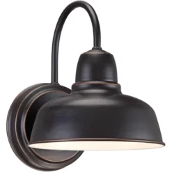 John Timberland Urban Barn Industrial Rustic Wall Light Sconces Set Of 2 Oil Rubbed Bronze Hardwire 8 1/2" Fixture Gooseneck Arm For Bedroom Bathroom -John Timberland GUEST 33cfef0a 13da 46f4 975e 77046e0959cd