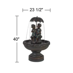 John Timberland Boy And Girl Under Umbrella Modern Outdoor Water Fountain 40" For Yard Garden Patio Home Deck Porch House Exterior Balcony Roof Decor -John Timberland GUEST 3455e553 87c3 4a55 8ed6 f20369bdcac7