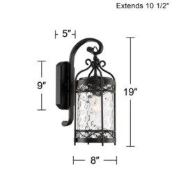 John Timberland Paseo Outdoor Vintage Wall Light Fixture Matte Black 19" Clear Hammered Glass For Post Exterior Barn Deck House Porch Yard Posts Patio -John Timberland GUEST 3608a0f4 d62d 495a 8819 1750882d44d6