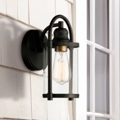 John Timberland Avani Modern Outdoor Wall Light Fixtures Set Of 2 Black Metal 10 1/4" Clear Glass For Post Exterior Barn Deck House Porch Yard Patio -John Timberland GUEST 3720c705 207f 437d a227 f498d7691423