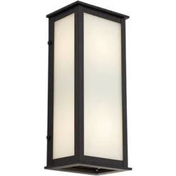 John Timberland Modern Outdoor Wall Light Fixtures Set Of 2 Black 12 3/4" Milky White Glass Panels For Post Exterior Barn Deck -John Timberland GUEST 38d39095 84a6 476d bea7 634b2dfc1050