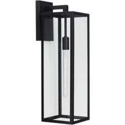 John Timberland Modern Industrial Outdoor Wall Light Fixture Mystic Black 27" Clear Glass Panels For Exterior Barn Deck House Porch Yard Patio Garage -John Timberland GUEST 39f176b7 ebcb 4876 bbb0 e02c5e24a719