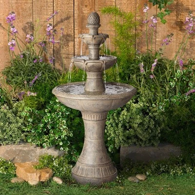 John Timberland Louvre Rustic 3 Tier Cascading Outdoor Floor Water Fountain With LED Light 44" For Yard Garden Patio Home Deck Porch Exterior Balcony 1 John Timberland Louvre Rustic 3 Tier Cascading Outdoor Floor Water Fountain With LED Light 44" For Yard Garden Patio Home Deck Porch Exterior Balcony
