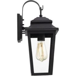 John Timberland Bellis Verde Modern Outdoor Wall Light Fixtures Set Of 2 Textured Black Lantern Frame 15 1/4" Clear Glass For Post Exterior -John Timberland GUEST 3b984034 2a09 4179 9147 f2e43c449633