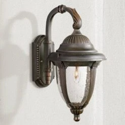 John Timberland Casa Sierra Rustic Vintage Outdoor Wall Light Fixture Bronze Downbridge 18 1/2" Clear Seedy Glass For Post Exterior Barn Deck House