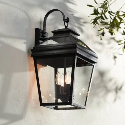 John Timberland Stratton Street Mission Outdoor Wall Light Fixture Textured Black Lantern 22" Clear Glass For Post Exterior Barn Deck House Porch Yard 6 John Timberland Stratton Street Mission Outdoor Wall Light Fixture Textured Black Lantern 22" Clear Glass For Post Exterior Barn Deck House Porch Yard - Image 6