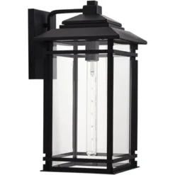 John Timberland North House Mission Outdoor Wall Light Fixture Matte Black Metal 19" Clear Glass For Post Exterior Barn Deck House Porch Yard Patio -John Timberland GUEST 426d4364 2a2d 40f1 bc10 2dc6d72919c0