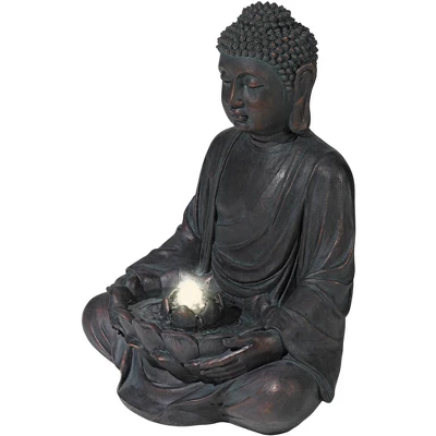 John Timberland Meditating Buddha Zen Bubbler Outdoor Water Fountain With LED Light 24" For Yard Garden Patio Home Deck Porch House Meditation Decor 4 John Timberland Meditating Buddha Zen Bubbler Outdoor Water Fountain With LED Light 24" For Yard Garden Patio Home Deck Porch House Meditation Decor - Image 4