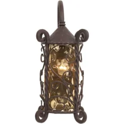 John Timberland Casa Seville Vintage Rustic Outdoor Wall Light Fixture Dark Walnut Scroll 18 1/2" Champagne Hammered Glass For Post Exterior Barn Deck -John Timberland GUEST 4306fbf1 8b05 4e32 8b5d d97e24423ea3