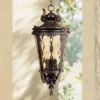 John Timberland Casa Marseille Vintage Rustic Outdoor Hanging Light Veranda Bronze Scroll 26 1/4" Champagne Water Glass For Post Exterior Barn Deck